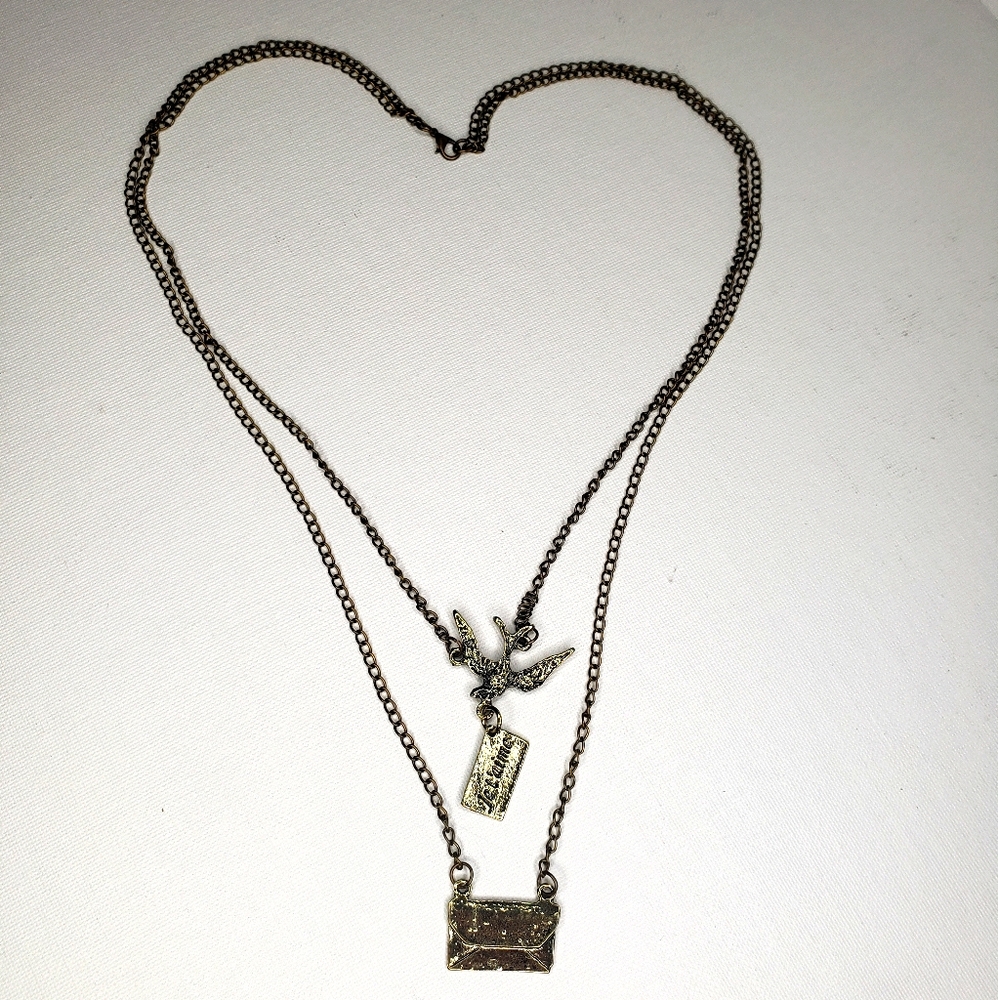 Je t'aime (I love you) Message Bird Necklace